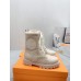Louis Vuitton Territory Flat Ranger Boots In Cream Leather with Wool