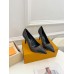 Louis Vuitton Signature Pumps in Black Leather with Monogram Canvas
