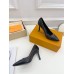 Louis Vuitton Signature Pumps in Black Leather with Monogram Canvas