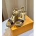 Louis Vuitton Starboard Wedge Sandals in Lambskin and Monogram Canvas