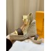 Louis Vuitton Starboard Wedge Sandals in Lambskin and Monogram Canvas