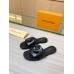 Louis Vuitton LV Isola Flat Slides In Black Calfskin