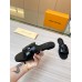 Louis Vuitton LV Isola Flat Slides In Black Calfskin