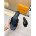 Louis Vuitton LV Isola Flat Slides In Black Calfskin