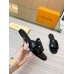 Louis Vuitton LV Isola Flat Slides In Black Calfskin