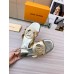 Louis Vuitton LV Isola Flat Slides In Gold Metallic Leather