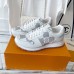 Louis Vuitton Men's Run Away Sneakers in White Damier-embossed Leather