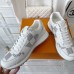 Louis Vuitton Men's Run Away Sneakers in White Damier-embossed Leather