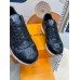 Louis Vuitton Men's Run Away Sneakers in Black Damier-embossed Leather
