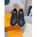 Louis Vuitton Men's Run Away Sneakers in Black Damier-embossed Leather