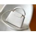 Louis Vuitton Capucines Mini Bag in White Taurillon Leather M23456