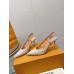 Louis Vuitton Blossom Slingback Pumps 75mm in Cream Patent Leather