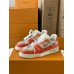 Louis Vuitton Men's LV Trainer Sneakers in Orange Damier Canvas