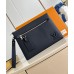 Louis Vuitton Takeoff Pouch in Navy Blue LV Aerogram Leather M11486