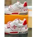 Louis Vuitton Men's LV Trainer Sneakers In White/Red Calfskin