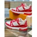 Louis Vuitton Men's LV Trainer Sneakers In White/Red Leather