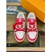 Louis Vuitton Men's LV Trainer Sneakers In White/Red Leather