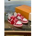 Louis Vuitton Men's LV Trainer Sneakers In White/Red Leather