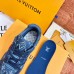 Louis Vuitton Men's LV Trainer Sneakers In Blue Denim Leather