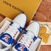 Louis Vuitton Men's LV Trainer Sneakers In Blue/White Leather