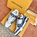 Louis Vuitton Men's LV Trainer Sneakers In Blue Denim with Leather