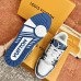 Louis Vuitton Men's LV Trainer Sneakers In Blue Denim with Leather