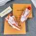 Louis Vuitton Men's LV Trainer Sneakers In Orange Denim with Mesh