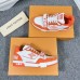 Louis Vuitton Men's LV Trainer Sneakers In Orange Denim with Mesh