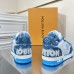 Louis Vuitton Men's LV Trainer Sneakers In Blue Denim with Mesh