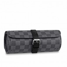 Louis Vuitton 3 Watch Case In Damier Graphite Canvas N41137