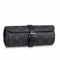 Louis Vuitton 3 Watch Case In Monogram Eclipse Canvas M43385