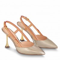 Louis Vuitton Blossom Slingback Pumps 95mm in Gold Leather