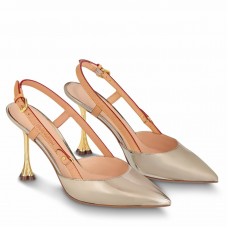 Louis Vuitton Blossom Slingback Pumps 95mm in Gold Leather