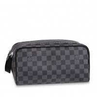 Louis Vuitton Dopp Kit Toilet Pouch In Damier Graphite Canvas N40127