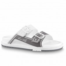 Louis Vuitton LV Trainer Mules In White Leather