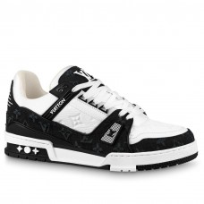 Louis Vuitton Men's LV Trainer Sneakers in White Monogram Leather with Denim