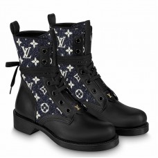 Louis Vuitton Metropolis Flat Ranger Boots In Monogram Denim