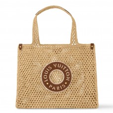Louis Vuitton OnTheGo MM Bag in Natural Raffia M24723