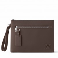 Louis Vuitton Takeoff Pouch in Mocha LV Aerogram Leather M11485