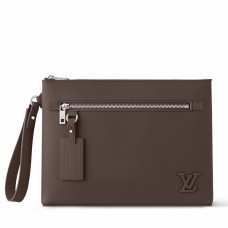 Louis Vuitton Takeoff Pouch in Mocha LV Aerogram Leather M11485