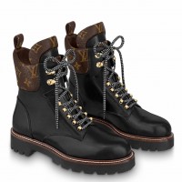 Louis Vuitton Territory Flat Ranger Boots In Black Calfskin