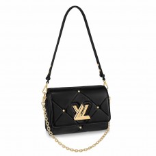 Louis Vuitton Twist MM Bag in Black Lambskin with Studs M59029