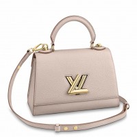 Louis Vuitton Twist One Handle PM Bag In Greige Leather M57214
